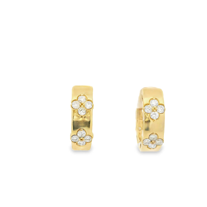 14K Yellow Gold Estate Diamond Huggie Earrings