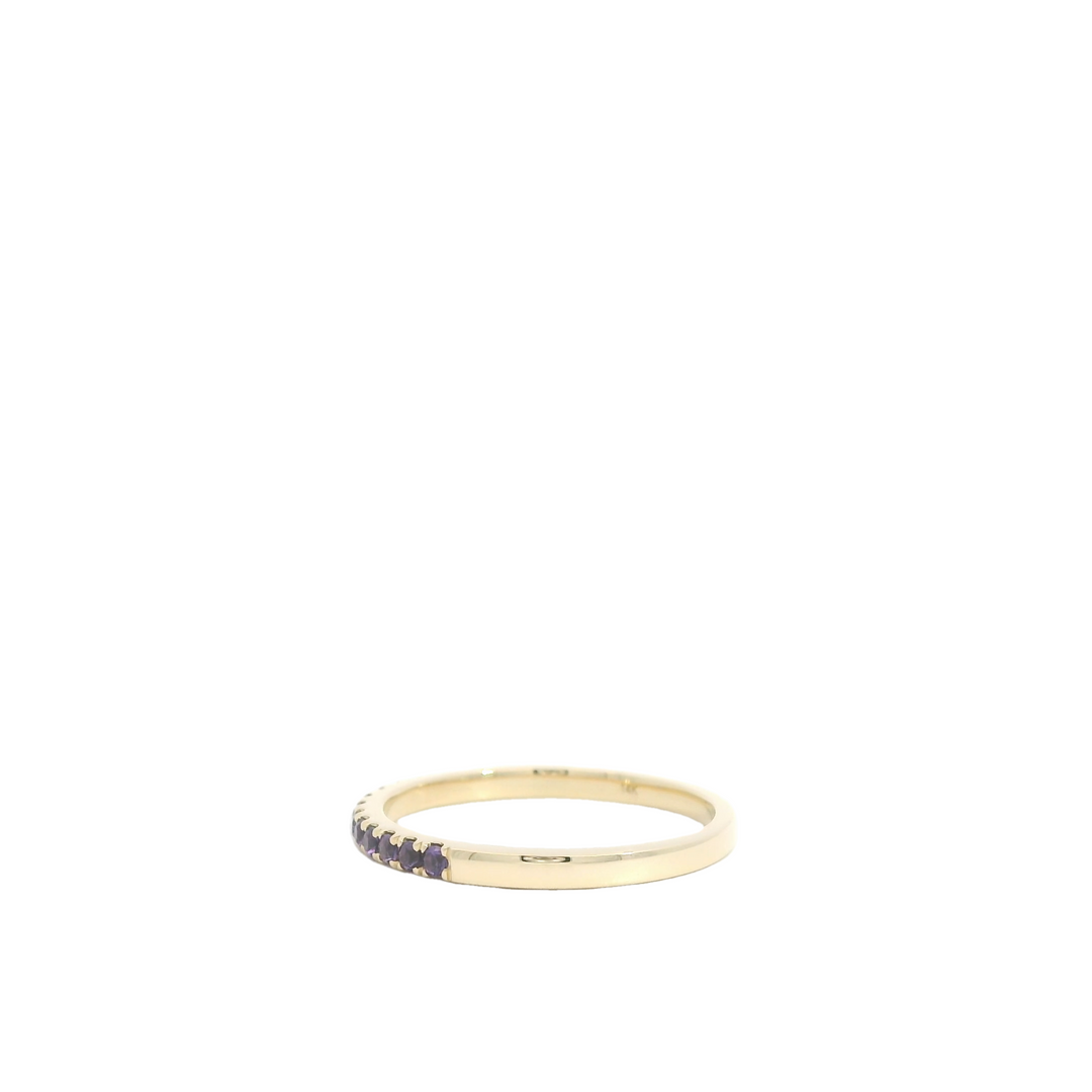 14K Yellow Gold Band with 14 Round Amethysts, 0.21 ctw