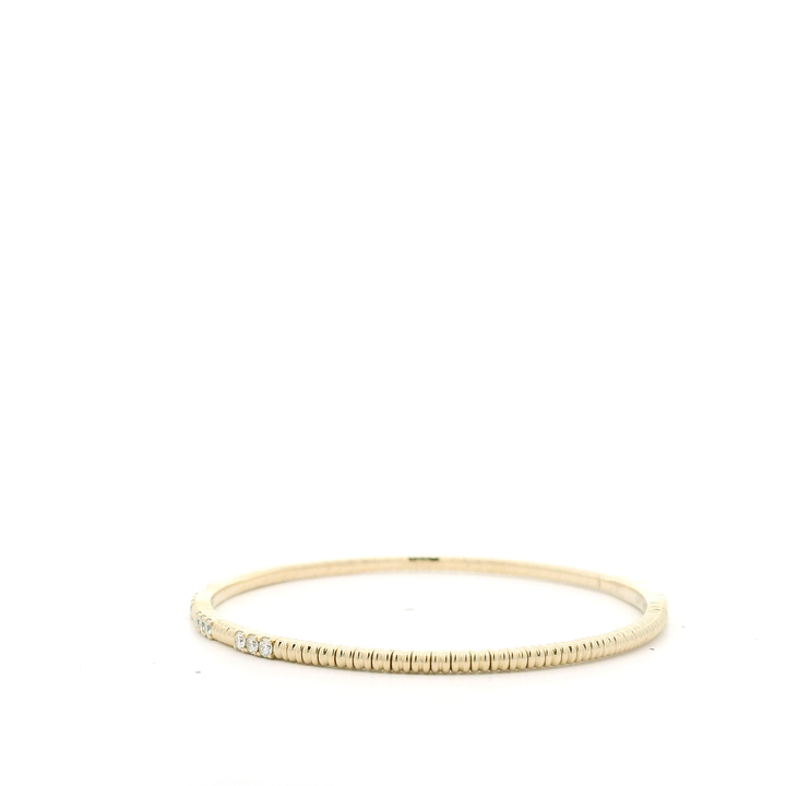 14K Yellow Gold Flexible Bangle set with 15 Round Diamonds, 0.43 ctw