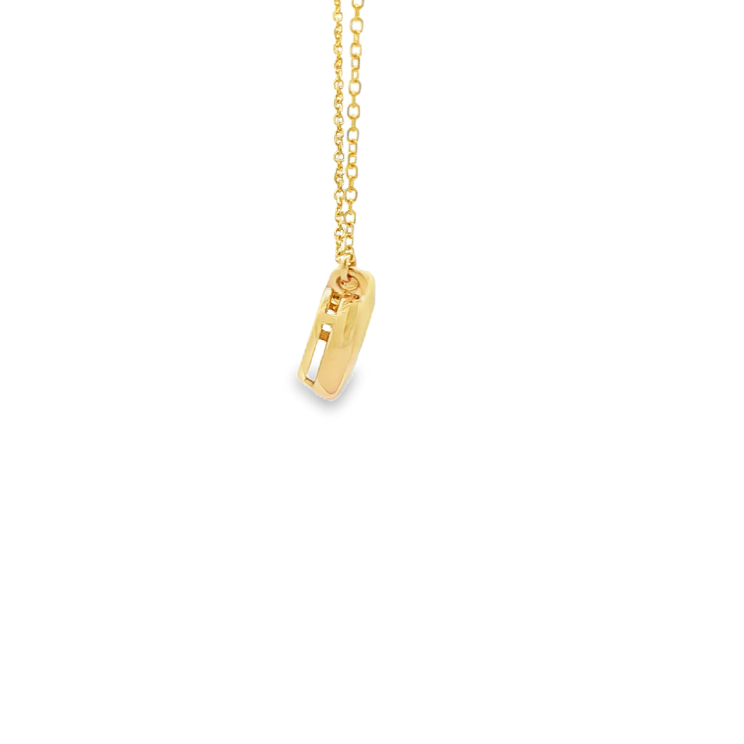 14K Yellow Gold Bezel Diamond Pendant with 1 Round Diamond, 0.28 ct on a Cable Chain, 18 inches