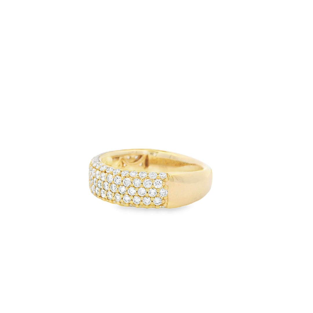 14K Yellow Gold Pavé Diamond Fashion Ring set with 103 Round Diamonds, 1.24 ctw