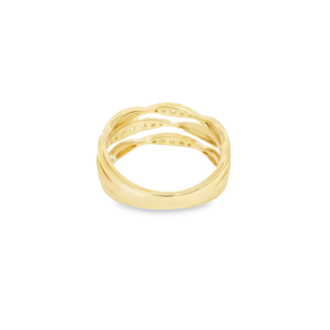 Lady's 14KG Yellow Gold 0.23ctw. Diamond Three Row Fashion Ring