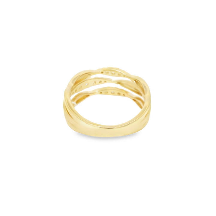 Lady's 14KG Yellow Gold 0.23ctw. Diamond Three Row Fashion Ring