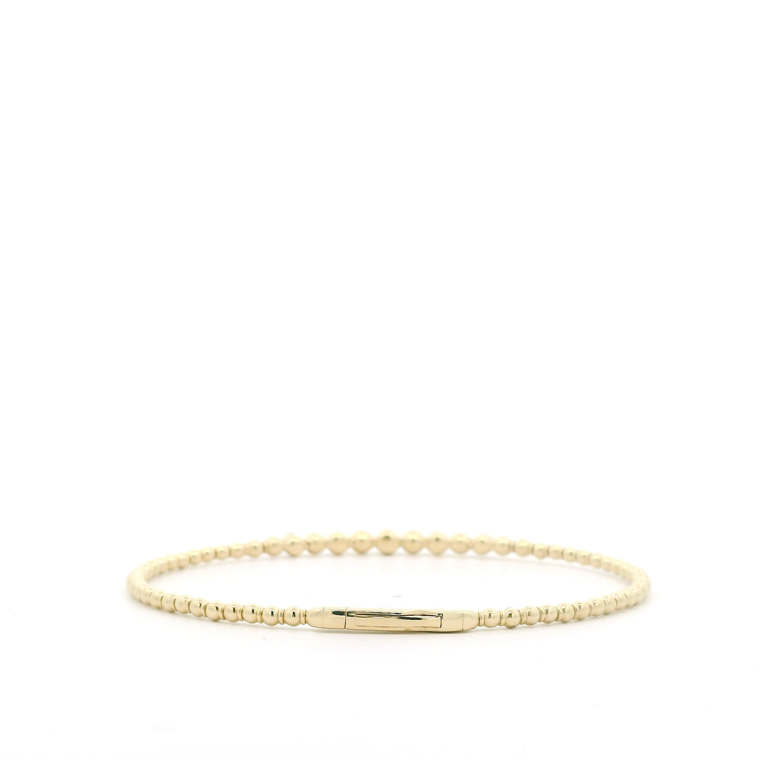 14K Yellow Gold Flexible Bangle set with 35 Round Diamonds, 0.19 ctw