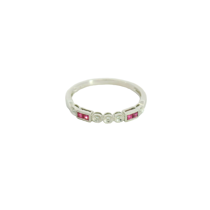 14KG White Gold Rubies Fashion Rings