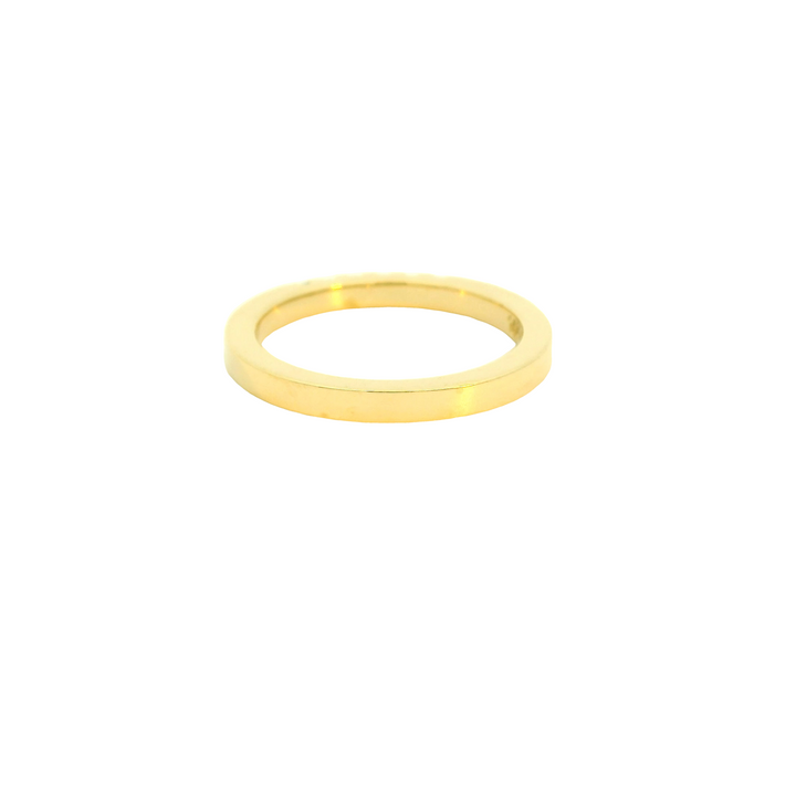 Marthaler Made 14K Yellow Gold Band Gemstone Ring set with 6 Montana Sapphires total stone weight measures 0.3 ctw.