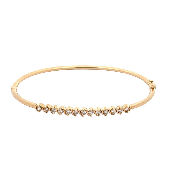 Estate 14KG Yellow Gold Diamond Bangle Bracelet