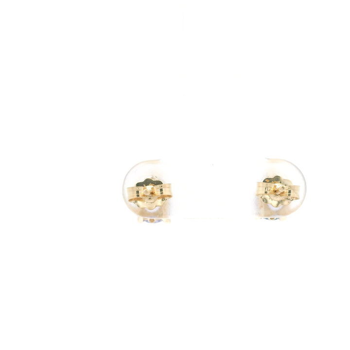 Estate 14K Yellow Gold Stud Earrings set with 2 Pear Tanzanites, approximately 1.00 ctw