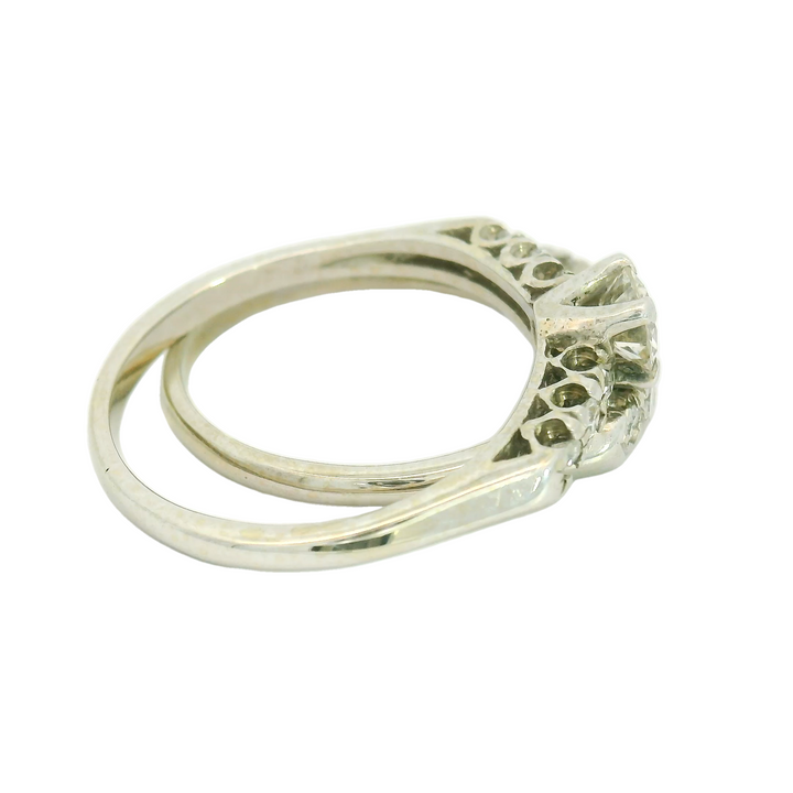 14KG White Gold Estate Classic Engagement Ring Total diamond weight for ring measures 0.81 ctw.