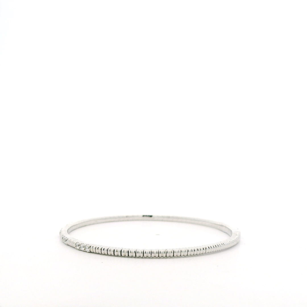 14K White Gold Flexible Bangle set with 15 Round Diamonds, 0.45 ctw