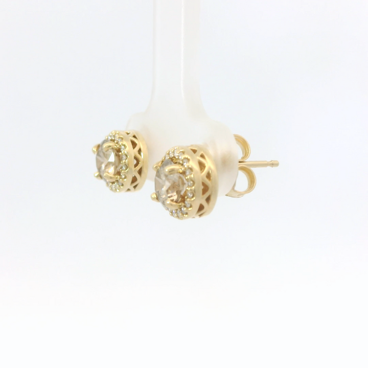 14KG Yellow Gold Estate 1.04 ctw. Diamond Stud Earrings