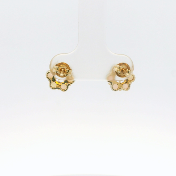 14K Yellow Gold Stud Earrings set with 12 Cabochon Opals, 0.86 ctw