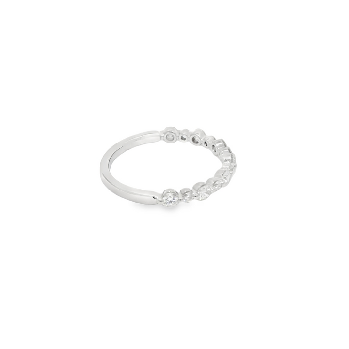 14K White Gold Shared Prong Wedding Band set with 13 Round Diamonds, 0.51 ctw