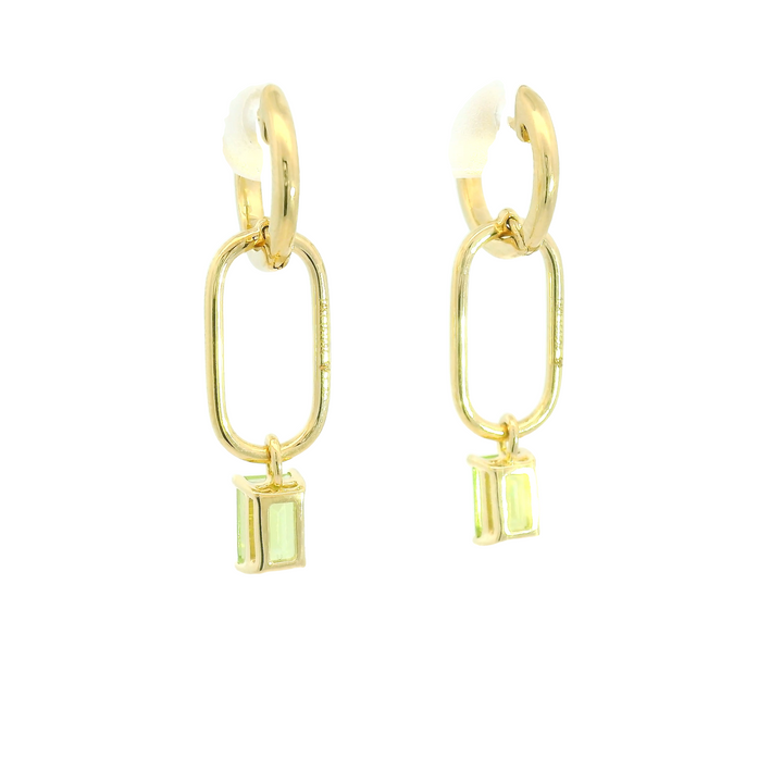 14KG Yellow Gold Peridot Drop Earrings