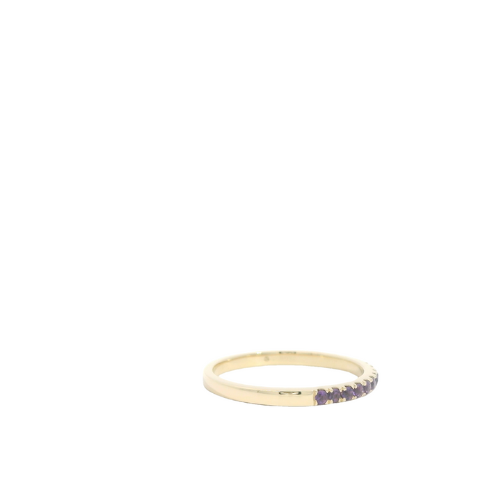 14K Yellow Gold Band with 14 Round Amethysts, 0.21 ctw