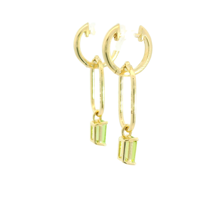 14KG Yellow Gold Peridot Drop Earrings