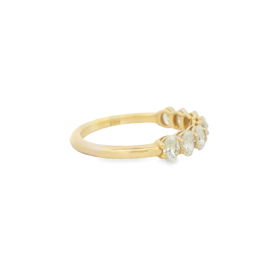 Marthaler Made 14K Yellow Gold Wedding Band set with 8 Oval Diamonds, 1.08 ctw