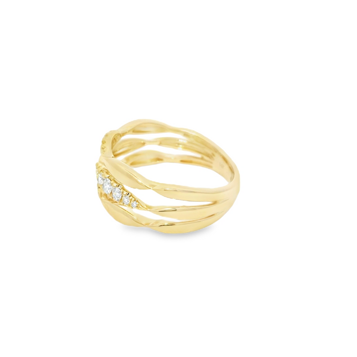 Lady's 14KG Yellow Gold 0.23ctw. Diamond Three Row Fashion Ring