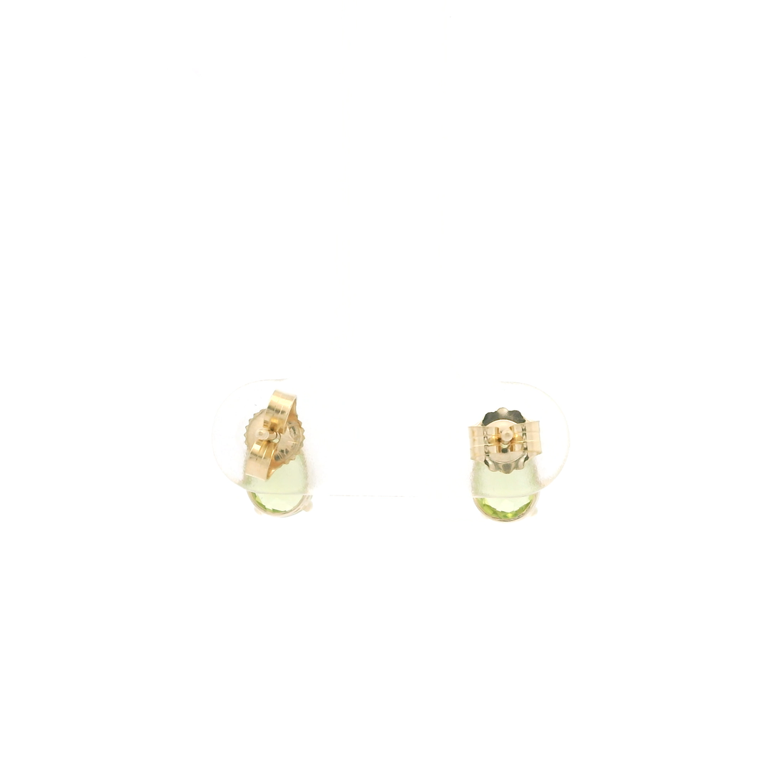 Estate 14K Yellow Gold Stud Earrings set with 2 Pear Peridot, approximately 1.50 ctw