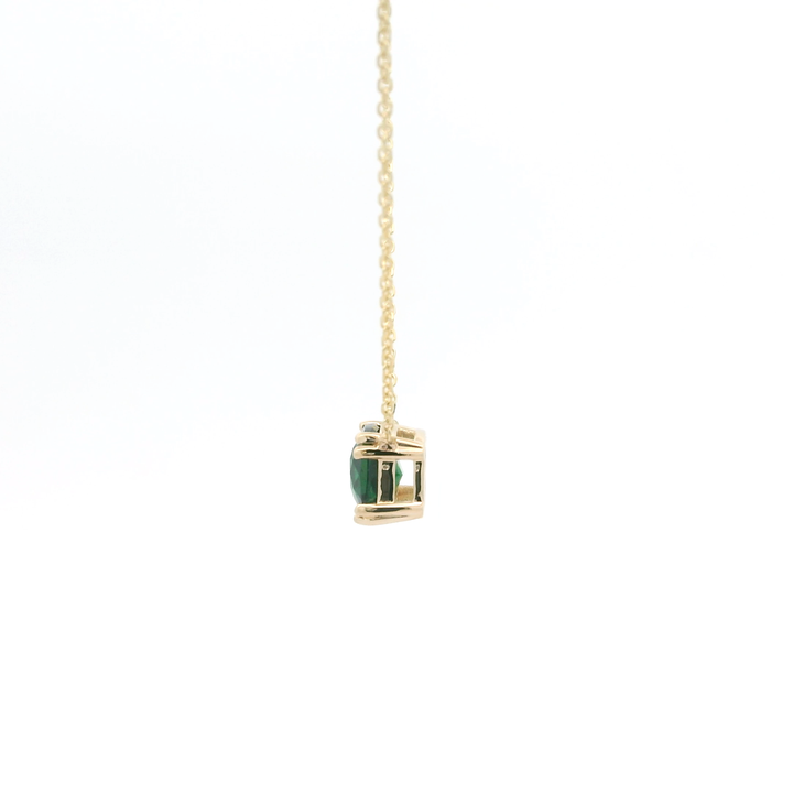 Marthaler Made 14K Yellow Gold Solitaire Pendant with 1 Cushion Tsavorite Garnet (Kenya), 2.64 ct on a 18 inch Cable Chain