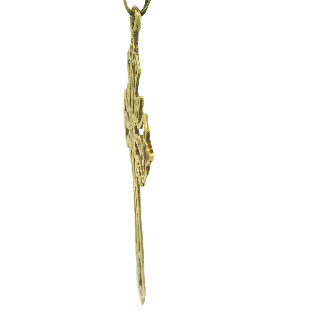 18KG Yellow Gold Estate Cross Pendant