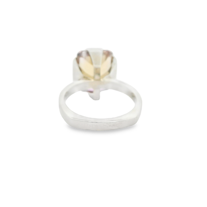 Marthaler Made Estate 14K White Gold Solitaire Ring with 1 Emerald Cut Ametrine, 5.50 ct
