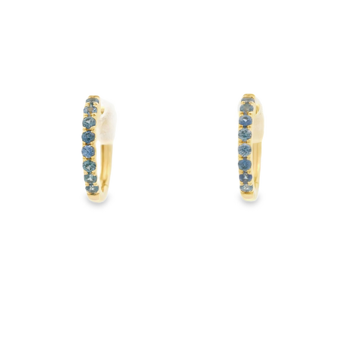 14KG Yellow Gold Sapphire Huggie Earrings