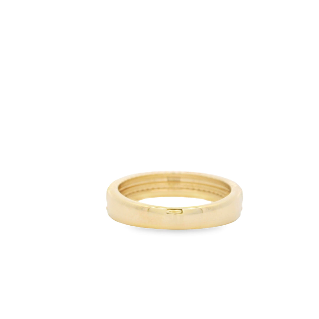 14K Yellow Gold Two Row Diamond Fashion Ring set with 9 Baguette Diamonds and 8 Round Diamonds, 0.44 ctw