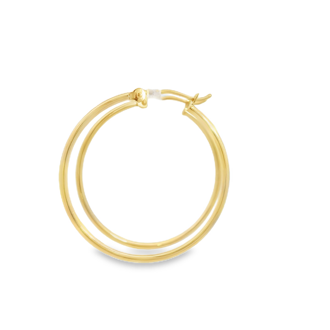 14KG Yellow Gold Polished Hoop Earrings