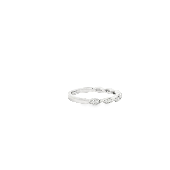 Platinum Milgrain Scalloped Anniversary Band set with 14 Round Diamonds,  0.15 ctw