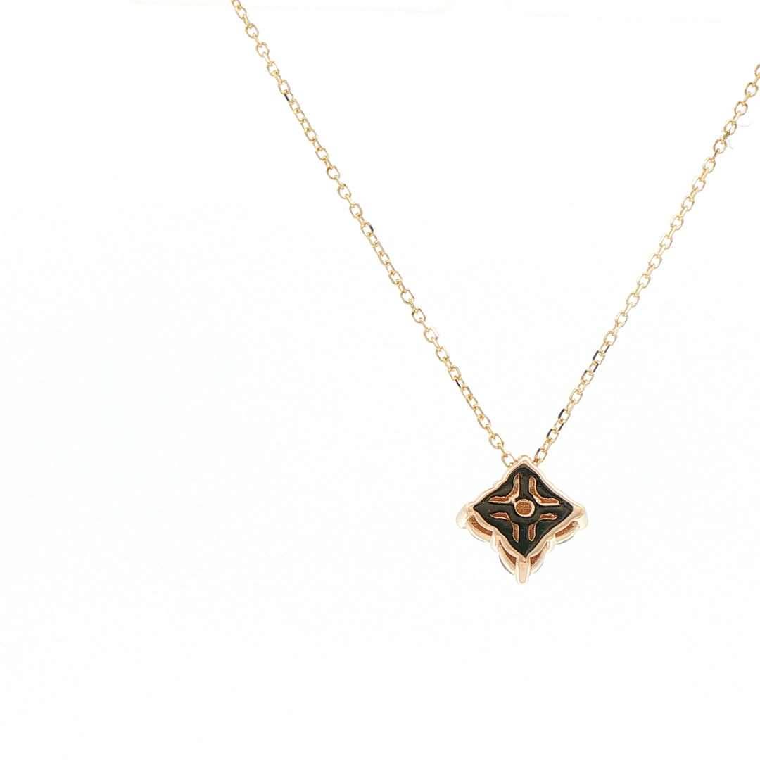 14K Yellow Gold Cluster Diamond Pendant with 4 Round Diamonds, 0.49 ctw on a Cable Chain, 18 inches