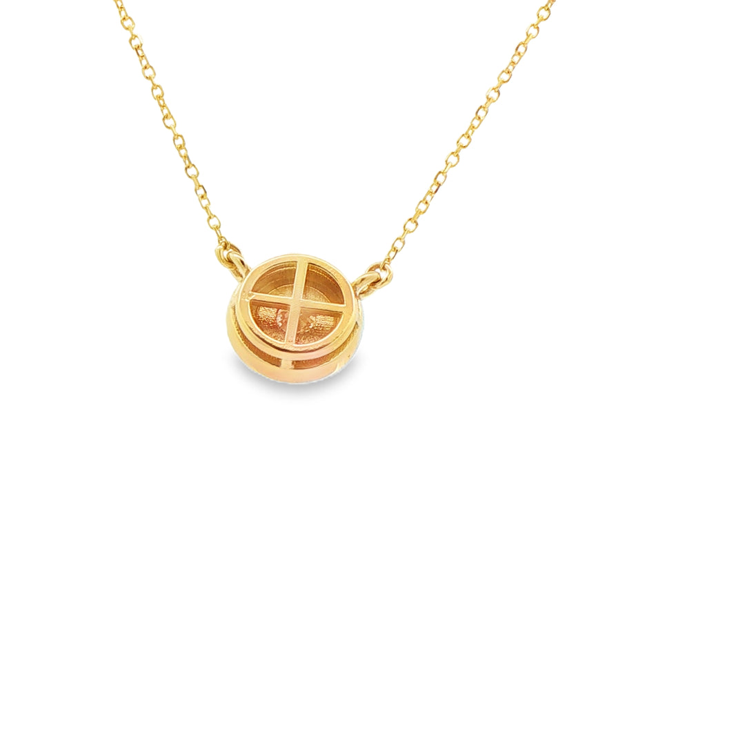 14K Yellow Gold Bezel Diamond Pendant with 1 Round Diamond, 0.28 ct on a Cable Chain, 18 inches