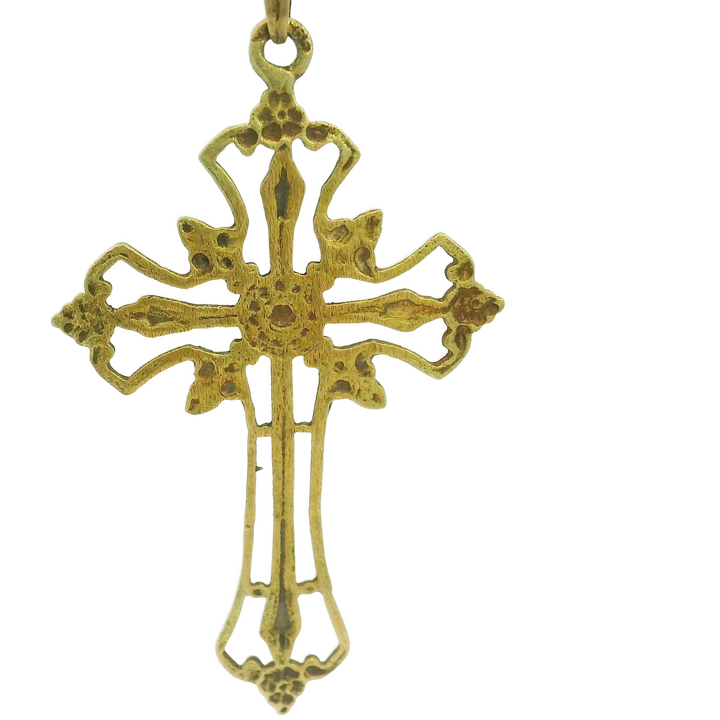 18KG Yellow Gold Estate Cross Pendant