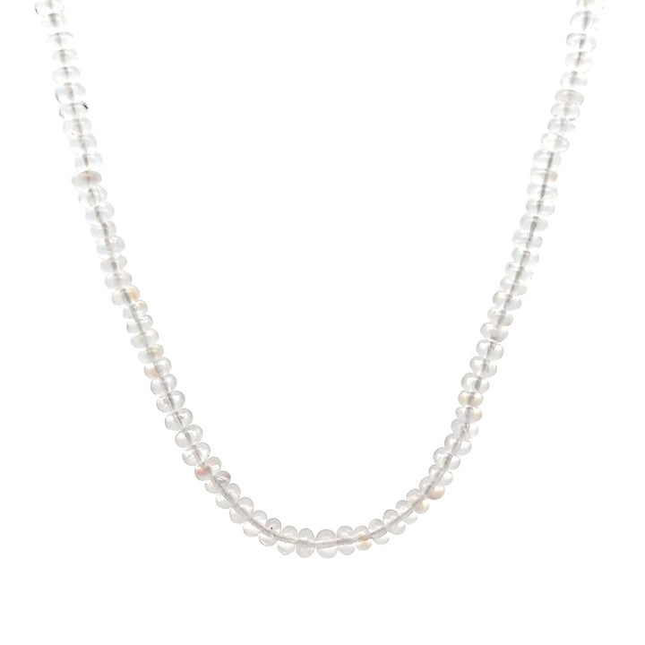 14KG White Gold Moonstone Bead Gemstone Necklace