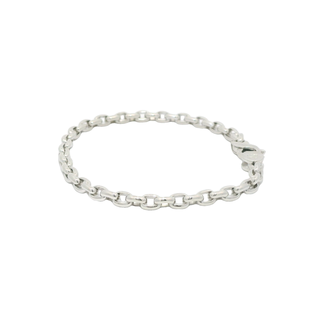 6.25 inch 14KG White Gold Estate Oval Link Bracelet