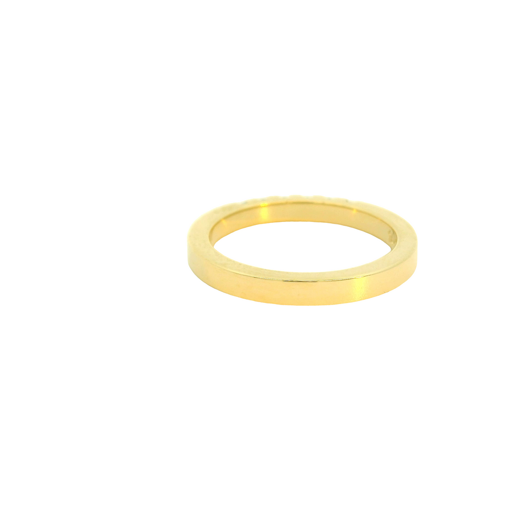 Marthaler Made 14K Yellow Gold Band Gemstone Ring set with 6 Montana Sapphires total stone weight measures 0.3 ctw.