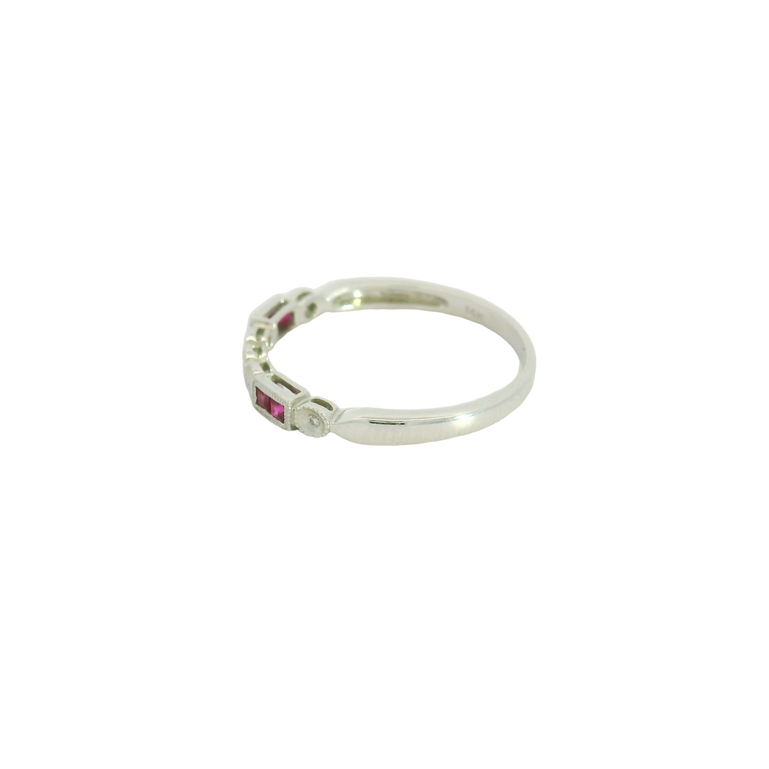 14KG White Gold Rubies Fashion Rings