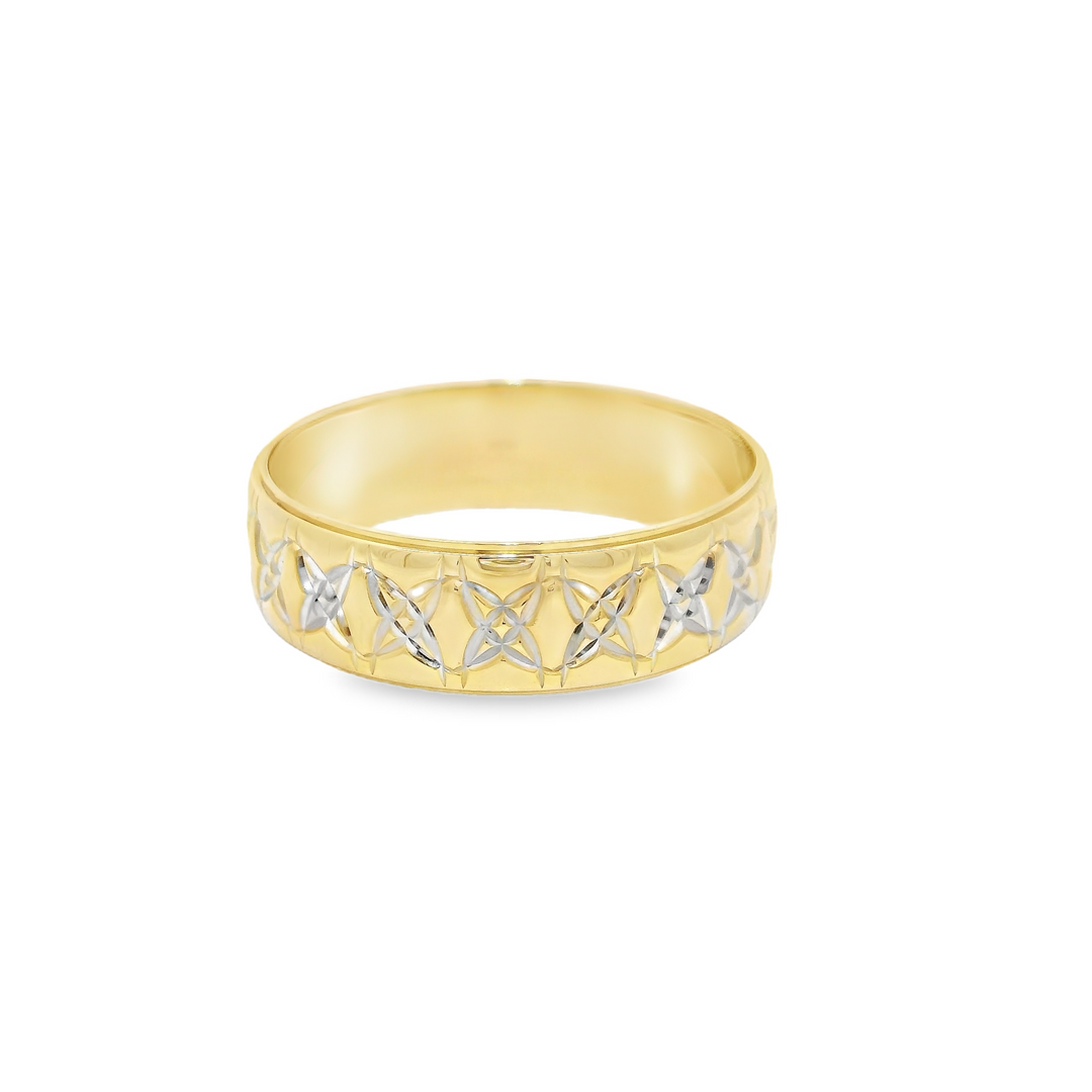 14K Yellow Gold 7mm Engraved Estate Men's Wedding Band Size 12.5