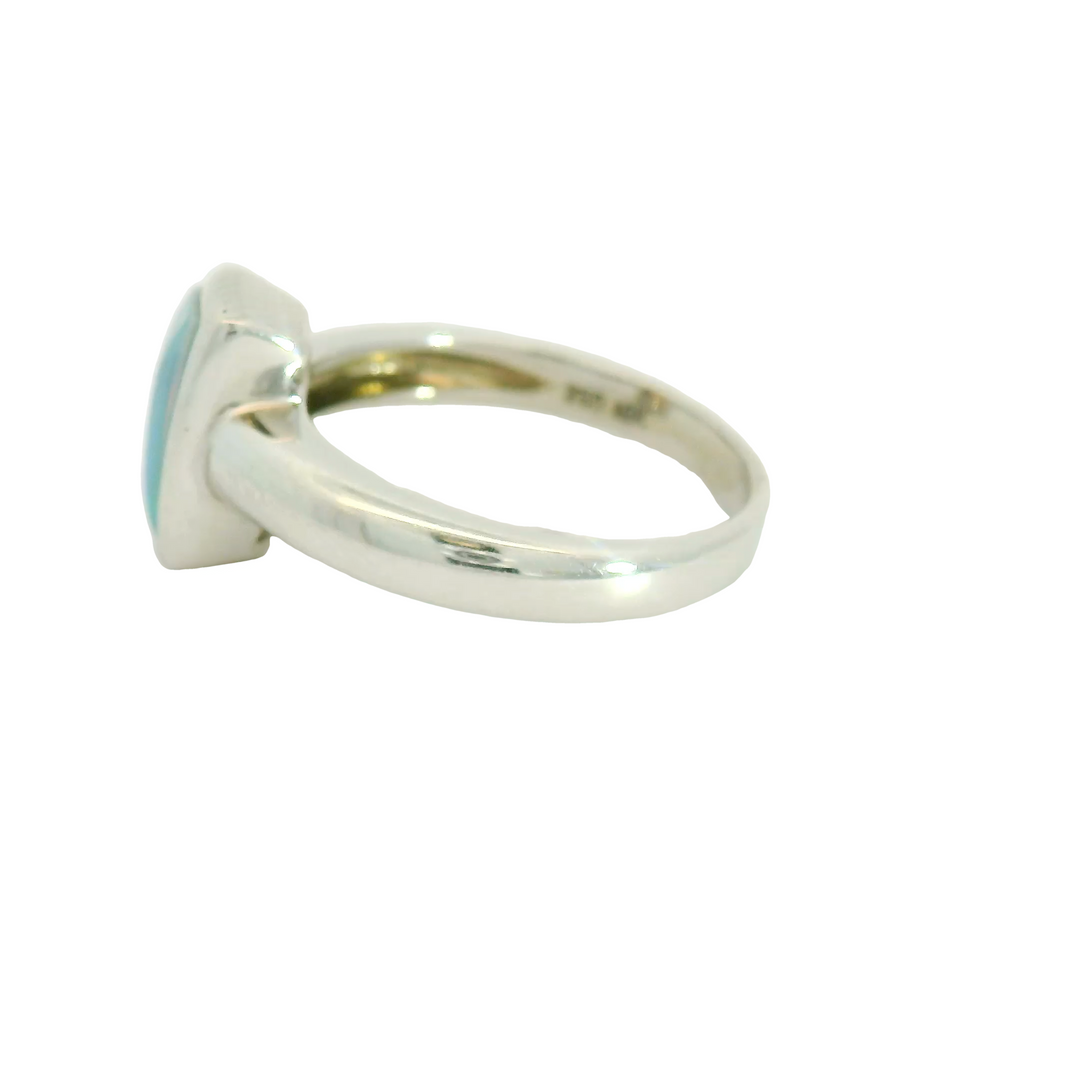 14K White Gold Solitaire Gemstone Ring set with 1 Opal total stone weight measures 2.08 ctw.