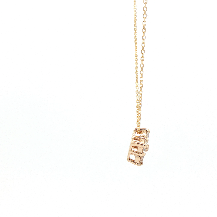 14K Yellow Gold Cluster Diamond Pendant with 4 Round Diamonds, 0.49 ctw on a Cable Chain, 18 inches