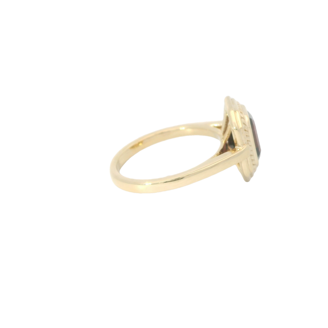Marthaler Made 14K Yellow Gold Solitaire Gemstone Ring set with 1 Zircon total stone weight measures 2.79 ctw.