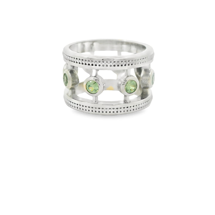 14K White Gold Estate Bezel set Gemstone Ring set with 8 Garnets total stone weight measures 1.36 ctw.
