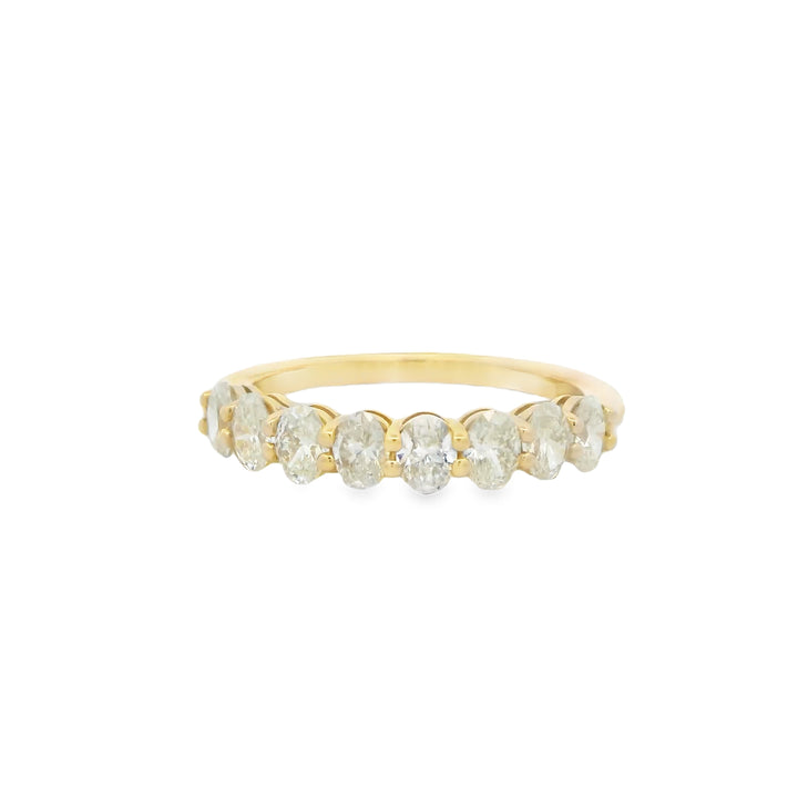 Marthaler Made 14K Yellow Gold Wedding Band set with 8 Oval Diamonds, 1.08 ctw