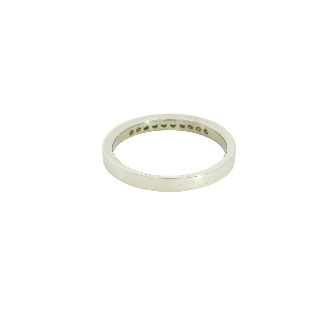 14K White Gold Estate Channel Set, Estate Anniversary Band set with 10 Diamonds total stone weight measures 0.2 ctw.