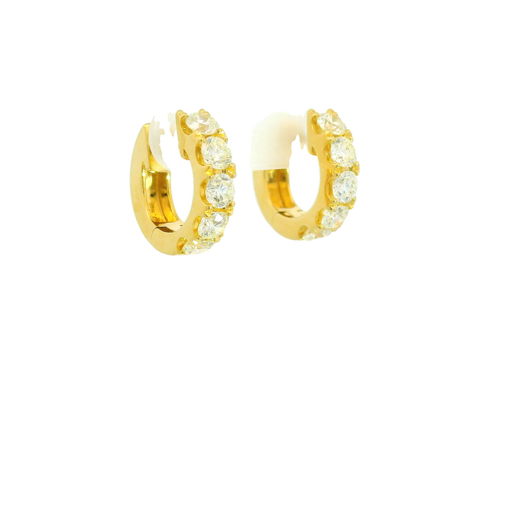 18K Yellow Gold 1.84Ct. Diamond Huggie Earrings