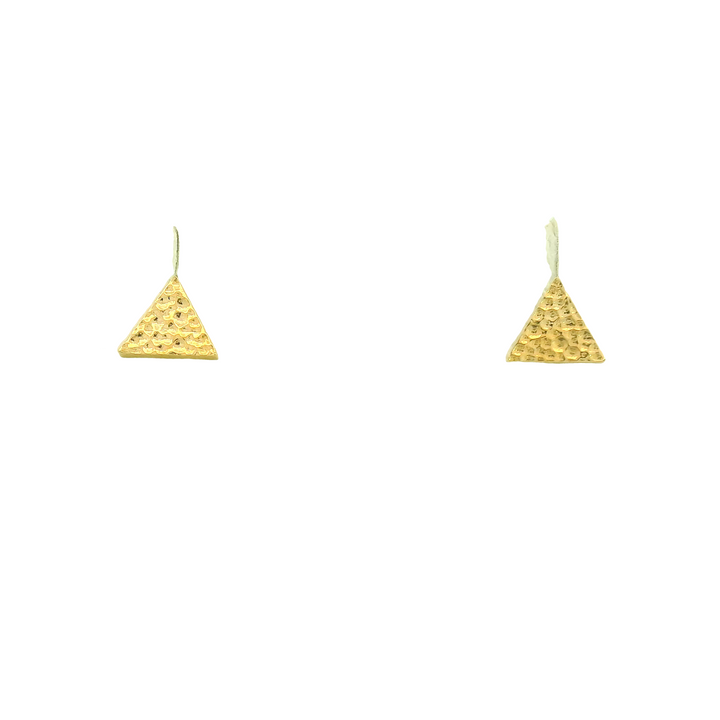 Marthaler Made 14KG Yellow Gold Hammered Triangle Stud Earrings