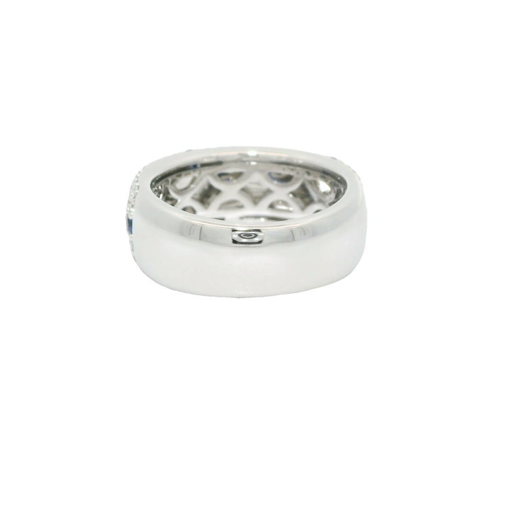 14K White Gold Gemstone Ring set with 11 Round Blue Sapphires, 0.51 ctw and 162 Round Diamonds, 0.98 ctw