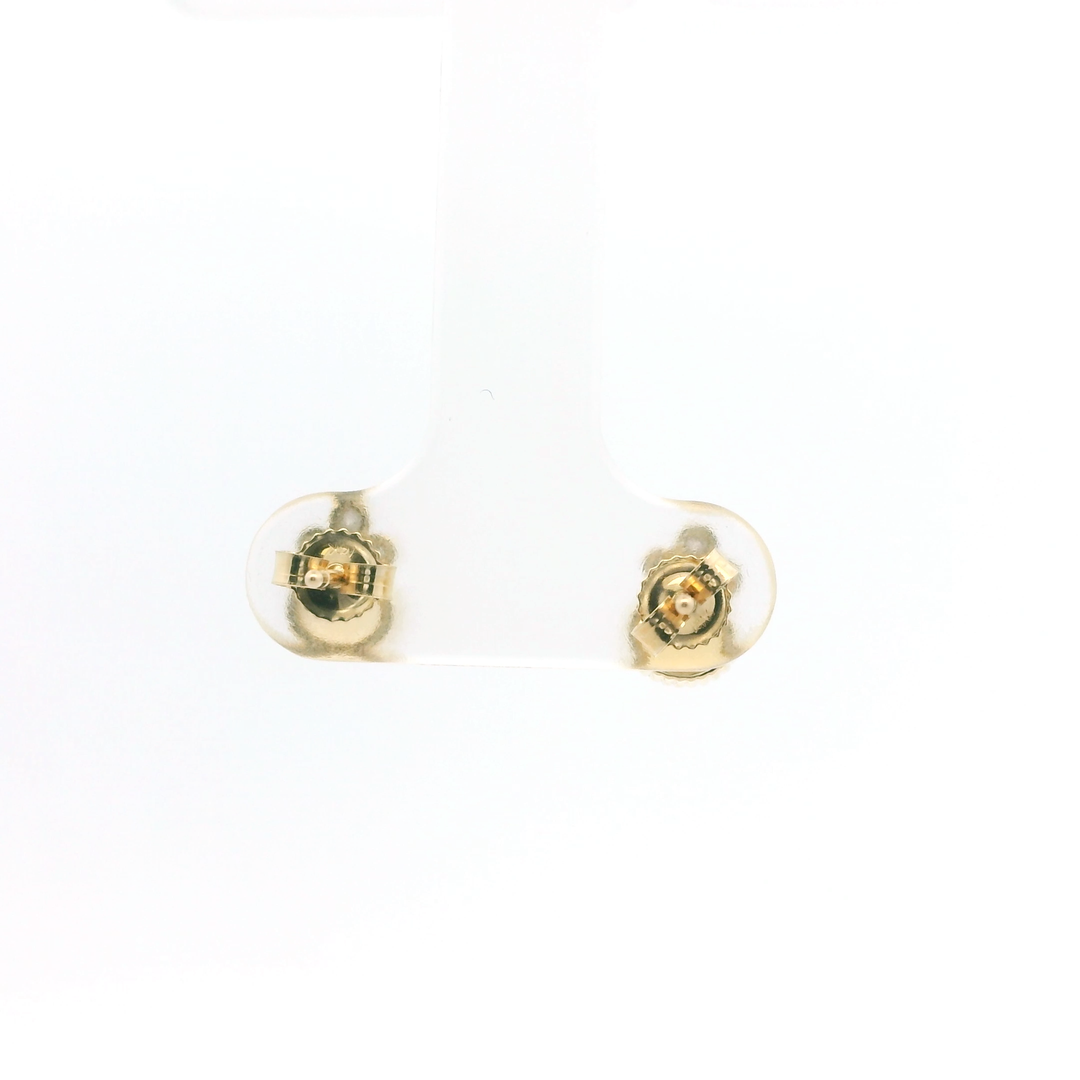 14K Yellow Gold Stud Earrings set with 2 Oval Citrines, 0.73 ctw and 6 Round Diamonds, 0.05 ctw