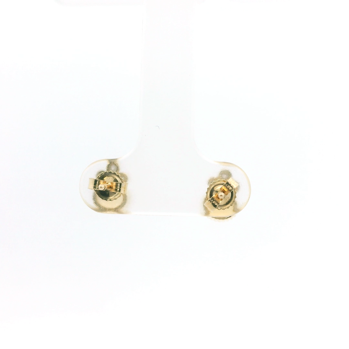 14K Yellow Gold Stud Earrings set with 2 Oval Citrines, 0.73 ctw and 6 Round Diamonds, 0.05 ctw