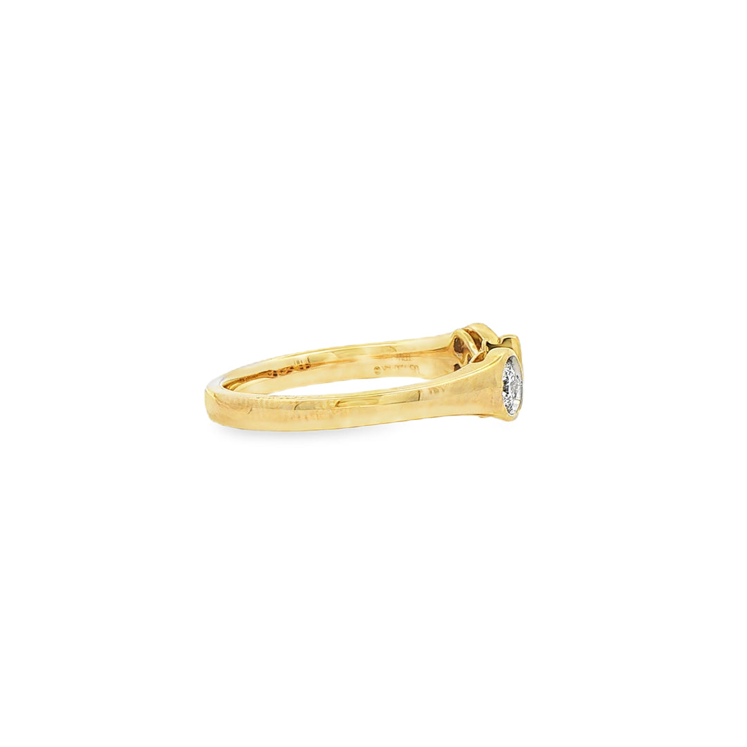 14K Yellow Gold Bezel Diamond Fashion Ring set with 3 Diamonds, 0.38 ctw